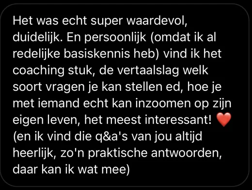 Klantbericht 029, reacties op lessen en trainingen