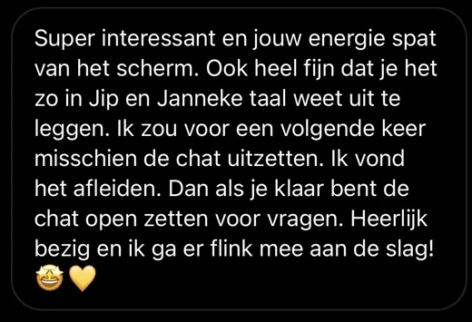 Klantbericht 031, reacties op lessen en trainingen