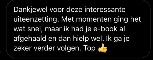 Klantbericht 033, reacties op lessen en trainingen