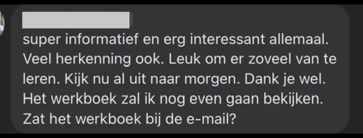 Klantbericht 036, reacties op lessen en trainingen