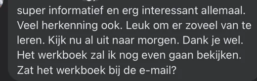 Klantbericht 051, reacties op lessen en trainingen