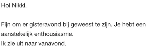 Klantbericht 054, reacties op lessen en trainingen