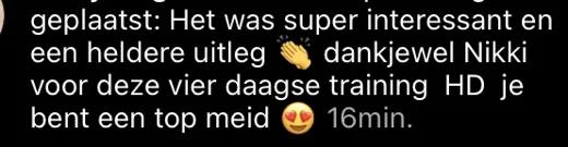 Klantbericht 071, reacties op lessen en trainingen
