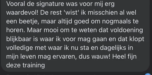 Klantbericht 081, reacties op lessen en trainingen