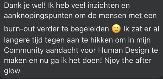 Klantbericht 097, reacties op lessen en trainingen