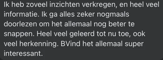Klantbericht 099, reacties op lessen en trainingen