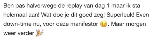 Klantbericht 105, reacties op lessen en trainingen