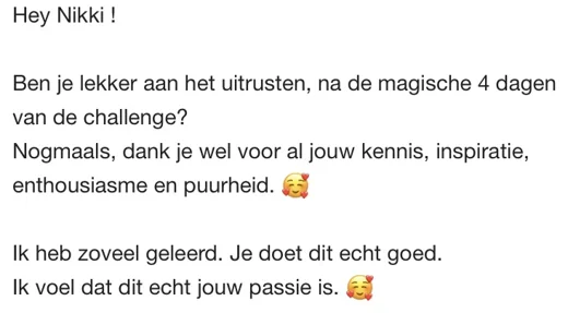 Klantbericht 106, reacties op lessen en trainingen