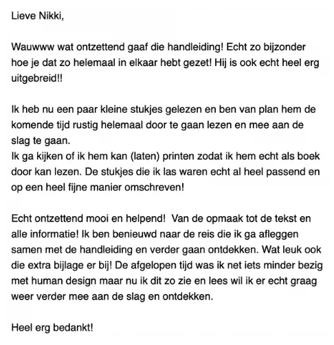 Klantbericht 132, over de persoonlijke handleiding