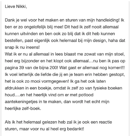 Klantbericht 137, over de persoonlijke handleiding